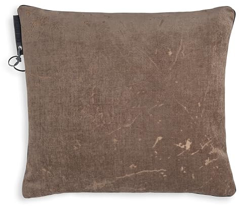 KNIT FACTORY - James Sofakissen - Industrial Vintage Look - Mit Kissenfüllung – Kunstleder Dekokissen - 50x50 – Taupe