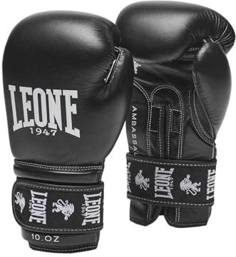 LEONE 1947 Ambassador - Guantes de Boxeo Unisex para Adultos, Color Negro, 12 oz