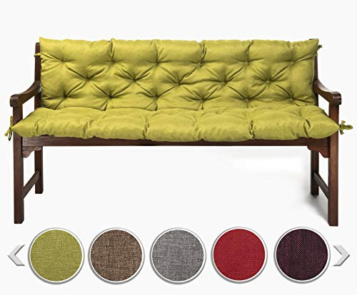 sunnypillow Bankauflage für Gartenbank Outdoor - Sitzkissen und Rückenkissen für Bank 120 x 40 x 40 cm - Polsterauflage für Hollywoodschaukel, Gartenschaukelkissen - Gartenkissen, Bankkissen Grün