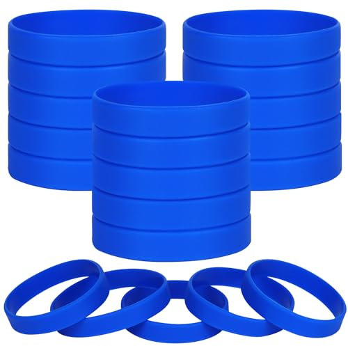 LVNRIDS 100 pièces bracelets en silicone vierges, bracelet élastique en caoutchouc de fête de sport pour Adulte Bleu