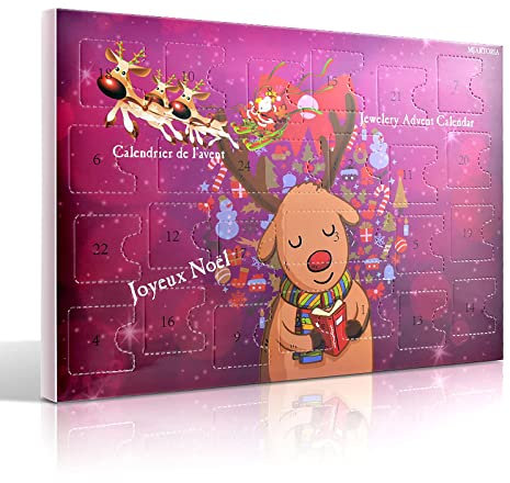 MJartoria Schmuck Adventskalender 2024 für Mädchen Frauen Damen Teenager Kinder-Einhorn Schmuck Weihnachtskalender Weihnachten Countdown mit 24 Überraschungen Weihnachten Geschenk Charms DIY Einhorn