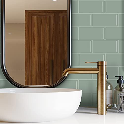 funlife Lot de 12 feuilles de stickers muraux 3D à décoller et à coller pour dosseret de cuisine - 30 x 13 cm - Sauge