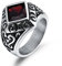 Ayoiow Edelstahl Ringe Gravur, Gothic Ringe Herren Filigraner Ring mit Rot Zirkonia Ring Größe 54 (17.2)