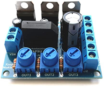 Rk Education RKpsu V3 Triple Variable Output Breadboard PSU with 3x LM317T for ATMEL, Arduino, Raspberry PI, PICAXE etc Self Build Kit