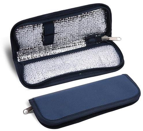 Sonew Tragbare Insulin Kühltasche, Oxford Stoff Insulin Organizer Tasche, Wiederverwendbare, Leichte, Isolierte Kühltasche für (Navy blau)