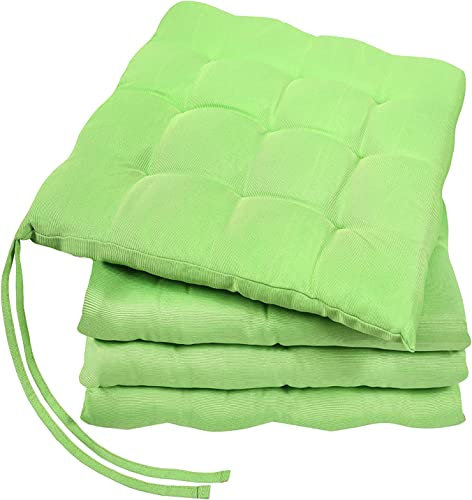 GREEN MARK Textilien Basic 4er-Set Sitzkissen Stuhlkissen für Außen oder Innen 40x40cm weich gefüllt, Apfel grün