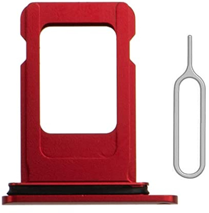 Perzework SIM Card Tray Holder Slot Replacement for iPhone XR (Red) with Waterproof Rubber Ring and Eject Pin (Single Sim Version)