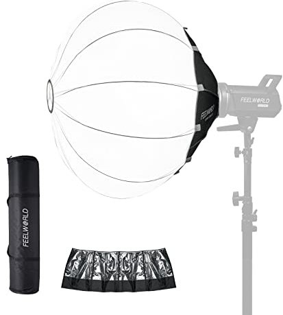 FEELWORLD FSL65 Softbox a lanterna portatile, 65 cm 25,6 pollici per FEELWORLD FL125D FL125B FL225D FL225B e altre luci da studio video con attacco Bowens, per live streaming, videografia, fotografia