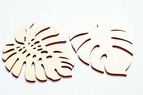 Decoresca - Untersetzer für Becher ca. 13x11 cm - 4er Set Monstera Untertasse - Untersetzer für Gläser - Sperrholz