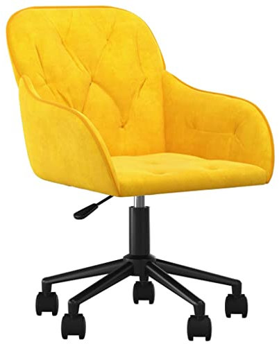 vidaXL Bürostuhl Drehbar Höhenverstellbar Chefsessel Drehstuhl Bürosessel Schreibtischstuhl Computerstuhl Gamingstuhl Büromöbel Gelb Samt