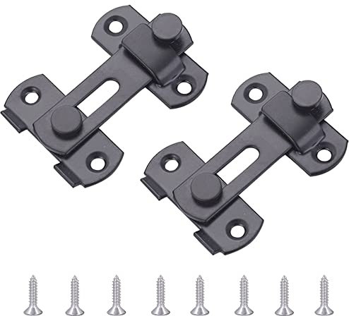 CEEYSEE 2 Stück Edelstahl Riegel Latch Türriegel Beidseitig Flip Latch mit Fester Schraube Bolzenriegel für Bad, Garage, Fenster, Garten, Schrank, Haustierkäfig, Käfigzubehör (SchwarzFK)