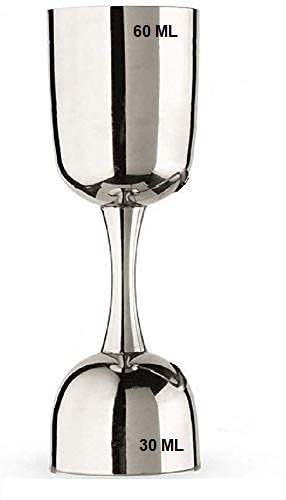 Akanksha Arts Peg Measurer, Jigger, Made of Stainless Steel, Chrome Finish, with Handle, 30 ml / 60 ml