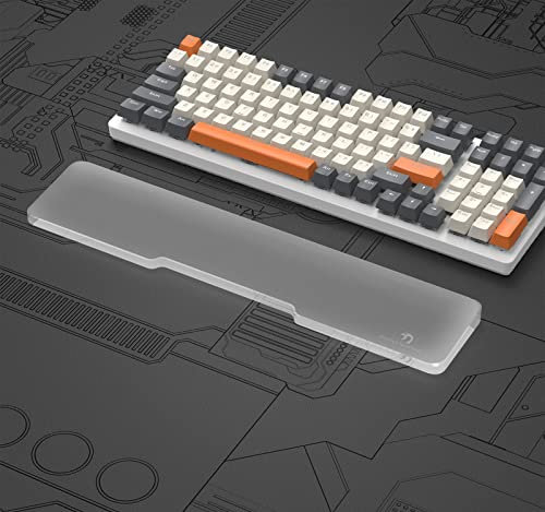 SELORSS Ergonomic Acrylic Keyboard Wrist Rest, White, Modern Style, Anti-Slip Base, Compatible with 98-Key Mechanical Keyboards, Laptops & Tablets