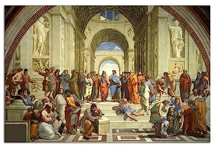 Poster der Akademie von Athen, Renaissance-Wandkunst, Bild, Druck, Leinwand, Kunst, Malerei, modernes Wohnzimmer, Dekoration, Poster (30x45cm-Ohne Rahmen)