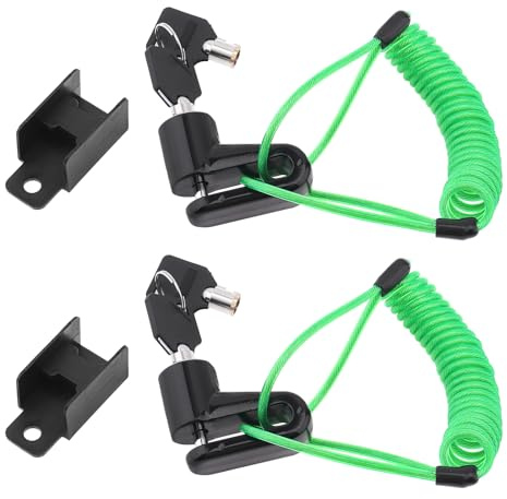 Windance Disc Brake Lock with Reminder Cable 120cm/47, Anti Theft Wheel Lock for Motorcycles Scooters Bicycles (2 Pieces)