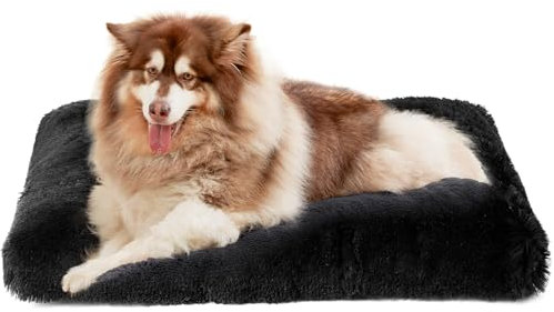 EHEYCIGA Flauschig Hundebett Grosse Hunde XXL, Hundekissen Waschbar, Kuschelig rutschfest Hundematte mit Langem Plüsch, Schwarz, 120x90cm