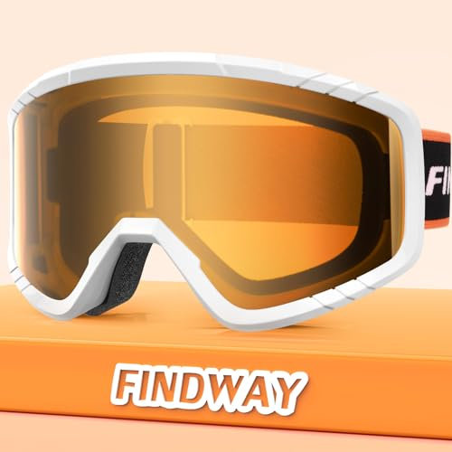 Findway Skibrille, Snowboard Brille für Brillenträger Herren Damen Erwachsene Jugendliche, OTG, UV-Schutz Kompatibler Helm, Anti Fog Erwachsene Ski Goggles für Skifahren/Skaten/Schneemobil