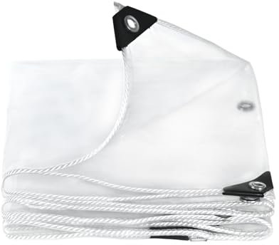 wasserdichte Transparente PVC Plane mit Ösen, 0.35mm Glas Klare Wasserdicht Regenschutz Abdeckplane Plane Transparent Mit ösen für Pavillon, Balkon, Gärten, Pflanzendach Wetterfeste (3 x 3m)