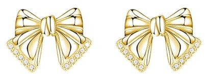 SLUYNZ Solid 925 Sterling Silber CZ Schleife Ohrringe Ohrstecker für Damen Bowknot Ohrstecker Ohrringe Bogen Ohrstecker