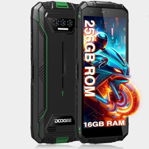 DOOGEE S41 Max (2025)256GB/1TB + 16GB Outdoor Smartphone Ohne Vertrag, 6300mAh,Android Outdoor Handy 5.5 HD+ Display, IP68/69K Wasserdicht Mobile Phone, Dual 4G SIM/NFC/OTG/GPS/Face ID/BT5.0/13MP+8MP