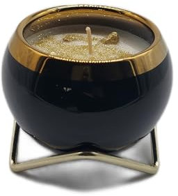 Goldnugget Premium Duftkerze 460 g, 40h, mit wieder verwendbarem Keramikbehälter und goldenem Kerzenhalter