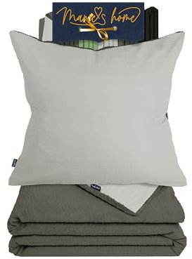 Marie´s Home Biancheria da letto Seersucker 155 x 220 cm, set da 2 pezzi, biancheria da letto grigia, copripiumino + 1 federa 80 x 80 cm, biancheria da letto estiva 1616.2356, 155 x 220 cm, antracite