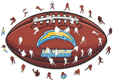 Iconic Puzzles, Los Angeles Chargers Crest, 100% ökologisch nachhaltiges Holzpuzzle mit offizieller Lizenz, Größe S, 150 Teile