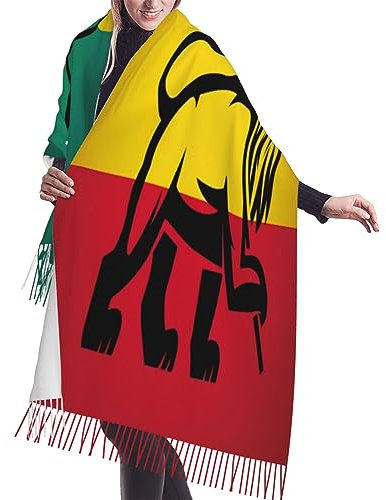 NLWQEKV Jamaikanische Flagge Rasta Reggae Judah Löwe gemütlicher langer Schal Damenmode Schal langer Schal Winter weicher warmer Schal