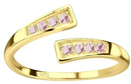 FIVE-D Ring Zehenring Zehenring Zirkonia Fußschmuck 925 Sterling Silber (Gold-Rose)