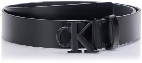 Calvin Klein Damen Monogram Tonal Plaque Belt 30MM K60K613125 Fester Gürtel, Black (Black), 105