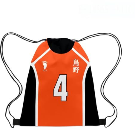 Roffatide Anime Haikyuu Kordelzug Tasche Oxford Drawstring Rucksack String Tasche Sport Basketball Sackpack Schwarz Orange E