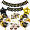 Abitur 2025 Deko, ABI Luftballon, Tortendeko Abitur 2025, Schwarz Gold Ballon mit Congratulations Banner, Abschluss Deko, Abschlussfeier Deko, Graduation Deko