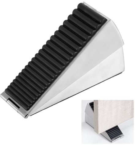 Yuiturt Heavy Duty Door Stopper, Door Wedge, 3 Inch Adjustable Spring Loaded, Rubber & Stainless Steel, Extra Large Door Stops for Indoors & Outdoors, Wall Protector for Heavy Doors