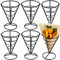 YouXiaor Edelstahl Pommes Ständer, 6 Stück Pommeshalter Pommestütenhalter Kegelform Pommes Frites Halter Französische Pommes Stehen Korb Pommestüten Halter Spitztüten-Ständer für Pommes