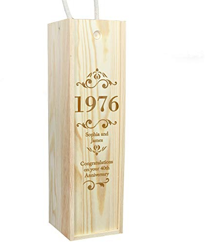 Custom Personalised Wooden Wine Bottle Gift Box Birthday Anniversary Holder