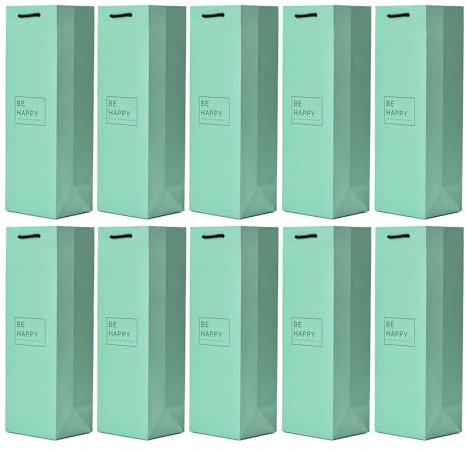 10 borse sacchetti di bottiglie, sacchetti regalo per vino, prosecco e champagne - Be Happy Menta pastello