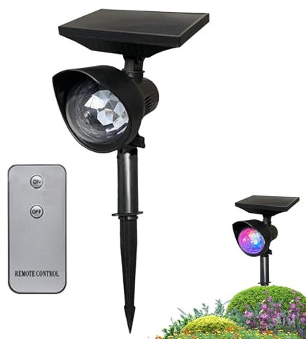 Luci per proiettori solari per esterni, faretti ad energia solare - Proiettore solare natalizio,Luci da esterno a LED per le vacanze, faretto solare multicolore impermeabile con telecomando