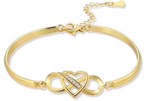 14K Vergoldet 925 Sterling Silber Armbänder Infinity Herz Armreif für Damen