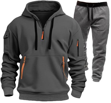 Generisch Jogginganzug Herren 4Xl Paris Trainingsanzug Hausanzug Herren Kuschelig Freizeitanzug Paris Anzug Sport Set Jogginghose Mit Reißverschluss Streetwear Hoodie Sportklamotten