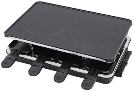 Elektrogrill Raclette Grill – Antihaftbeschichteter Tischgrill mit 1300W Leistung, 8 kleinen Pfännchen, 230°C Maximaltemperatur – Ideal für Grillabende & Partys