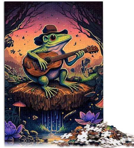 Puzzle für Erwachsene, 1000 Teile, Frosch spielt Banjo, Puzzle-Kunstwerk, Geburtstagsgeschenk, Geschenke, Wandkunst,38x52cm, für Jugendliche ab 14 Jahren