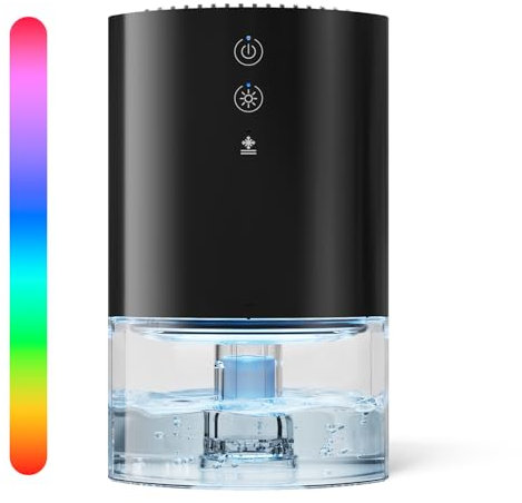 GOAMGE Dehumidifier 990ML, 35 dB Ultra Quiet Dehumidifiers for Home, Auto Defrost, Auto Shutoff, 23W High-Efficiency, 7-Color LED Light, Portable Dehumidifier for Bedroom, Closet, Bathroom