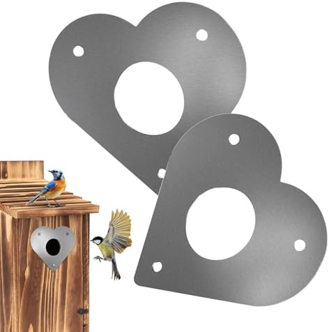 Spechtschutz Für Nistkasten 28mm-32mm Meisenkasten Vogelhaus Schutzplatte Mit 6 Schrauben, Herzförmige Fluglochschutz Aus Aluminium Für Vogelnistkasten, Nistkasten Vogelhaus Zubehör