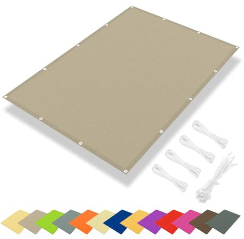 IOAOI Vela parasole impermeabile, 1 x 1 m, 95% blocco UV, rettangolare, tettoia da giardino con corda inclusa, vela quadrata per esterni, patio, balcone, pergola, cachi