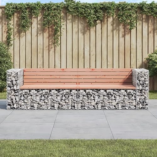 Massbinet Gabionen-Gartenbank 244x71x65,5 cm massiv Douglasie