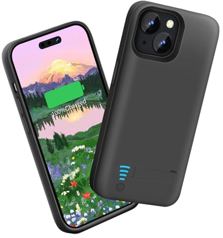 Sitong Battery Case for iPhone 15 Plus, 5000mAh Rechargeable Extended Battery Charging Charger Case, Add 100% Extra Juice (6.7 Inches) Black