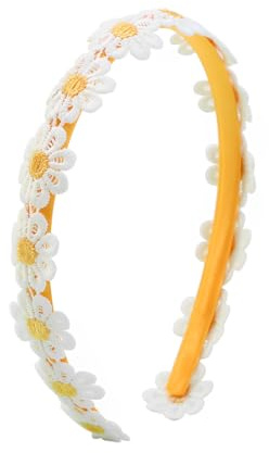 YUZNA Bandeau Marguerite Hippie,1 Pièce Artificielle,Serre Tête Couronne de,Blumenkrone Féérique,Décoration Douce et Mignonne,Accessoires Cheveux de Coiffure pour Fête,Femmes et Enfants (Blanc)