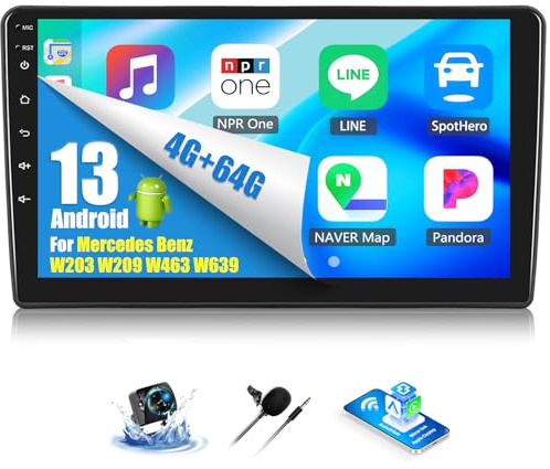 OiLiehu 4+64G Android 13 Autoradio für Mercedes Benz C-klasse W203 CLK-klasse W209 G-klasse W463 Viano/Vito W639 Carplay Android Auto Autoradio Mit Bildschirm 9 Zoll Bluetooth FM RDS GPS WiFi SWC EQ