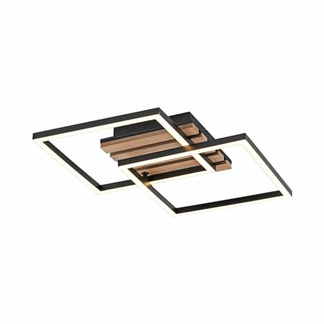 Just Light. LED-Deckenleuchte - 37 x 36 cm - Braun - Schwarz - Eichenholzfurnier - Metall