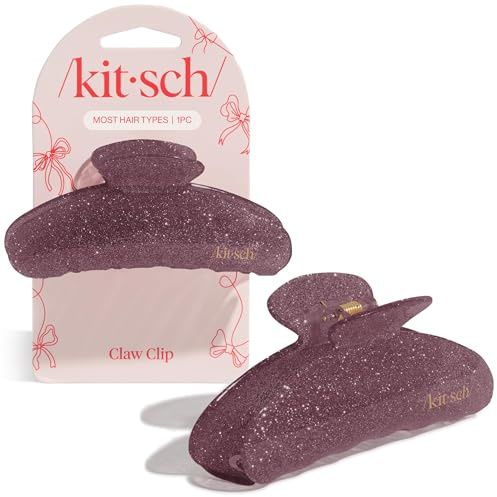 Kitsch Pink Glitter Hair Clip for Women - 1pc | Secure Hold Claw Clip – Sparkly, Recycled Acrylic Hair Accessories with Strong Grip, Comfortable Wear All Day